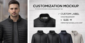 Veste matelassée légère noire pour homme, veste d'hiver isolée, coupe ajustée, décontractée, veste à fermeture éclair pour l'extérieur, veste chaude et respirante - Product Image 6