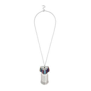 Urthn Rhodium Plated Resin Stone Hanging Chain <b>Necklace</b> Fashionable 1111401B Style - Product Image 1