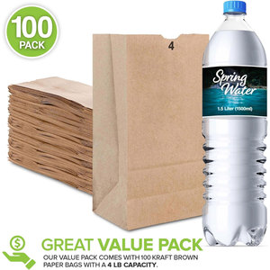 Stock Your Home Bolsas de papel Kraft desechables compostables 4 Lbs Etiquetas de cartón pequeñas para niños Snacks Sándwiches Comestibles - Product Image 2