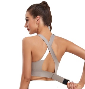 Wholesale Front Zipper Quick Dry Workout Breathable Seamless Yoga Sports Bras Fitness <b>Women</b> Backless High Support Sports Bra - Product Image 2