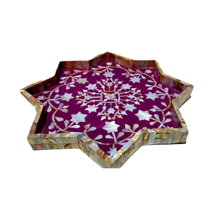 Vente en gros plateau incrusté de nacre plateau à café plateau décoratif de luxe haut de gamme design artistique pour servir mariage - Product Image 1