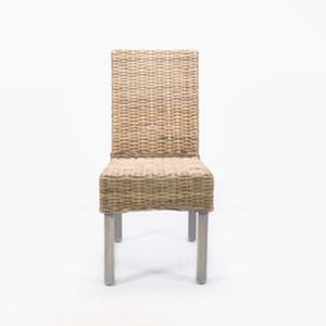 Chaise de salle à manger la plus populaire en cadre en acajou et en rotin Kubu gris tissé - Product Image 2