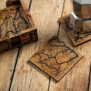 ที่รองแก้วไม้วอลนัทงานทำมืออีพอกซี่เรซินมะม่วงงานฝีมือผู้ผลิตในอินเดีย - Product Image 2