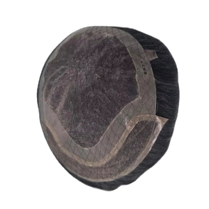 Peluca de Cabello Humano con Frente de Encaje para Hombre, Cabello Remy Indio, Cabello Taz de Bangladesh, Onda Profunda, Trama Única, 50% Gris - Product Image 1