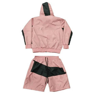 Ensemble short personnalisé Sweat à capuche coupe-vent en nylon froissé et ensemble short avec LOGO personnalisé Streetwear Survêtement en nylon pour hommes - Product Image 2