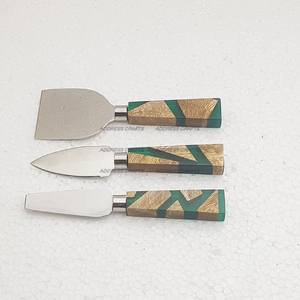 Juego de cuchillos de queso de acero inoxidable de estilo elegante, mango de resina y madera, fiesta de oficina y restaurante, fiesta de cumpleaños usada, uso de boda - Product Image 6
