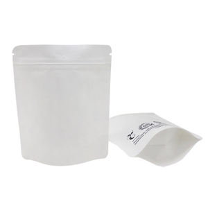 Pochette refermable personnalisée blanche, écologique, compostable, imperméable, avec fermeture éclair pour le stockage des aliments, option de logo personnalisé - Product Image 6