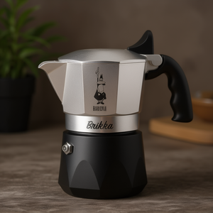 Cafetera Espresso BRIKKA Evolution para Estufa, 2 Tazas, Aluminio Cromado Satinado y Negro, Diseño Italiano Clásico - Product Image 3