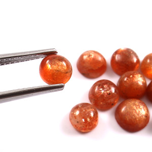 9X9MM AAA Natural naranja Sunstone cabujón redondo parte posterior plana semipreciosa piedras preciosas sueltas fabricación de joyas lote al por mayor - Product Image 2