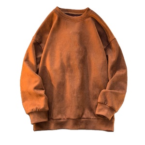 Otoño estilo americano hombres peso pesado algodón sudadera fábrica personalizada Vintage manga larga bordado suelto ajuste cuello forrado - Product Image 4