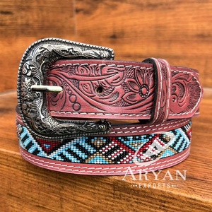 Cinturón de cuentas de cuero mecanizado a mano de diseñador de lujo a la moda de fábrica para cinturón de hebilla ajustable de cuero de vaca genuino Unisex - Product Image 1