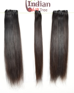Extensions de cheveux humains 100% indiennes, lisses, aspect naturel, brutes, non traitées, Remy, tissage profond, couleur noire, par Export - Product Image 1