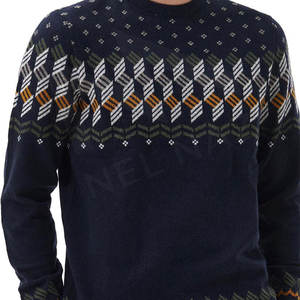 Pull en coton et polyester jacquard respirant personnalisé avec logo, tricoté à la main, épais, pour homme, automne-hiver - Product Image 6