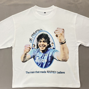 <b>Men's</b> 100% Cotton Casual <b>T</b> <b>Shirt</b> Hot Sale <b>White</b> Oversize Short Sleeve with Loose Drop Shoulder Customizable Solid Pattern - Product Image 2