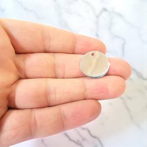 Encantos de logotipo de disco liso redondo de Plata de Ley 925 - Product Image 3