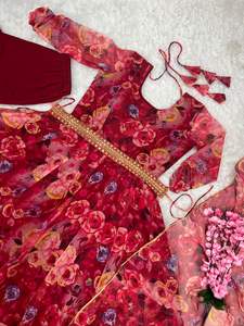 Evergreen Design meilleur tissu pur doux Organza soie imprimé numérique robe avec Chudidar Salwar Dupatta femmes fabricant de mode - Product Image 2