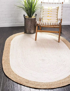 Handmade Oval Jute Rug Eco Friendly Indian Braided Carpet Fiber Boho Rug Rustic Vintage Floor <b>Mat</b> <b>Large</b> Area Decor - Product Image 1