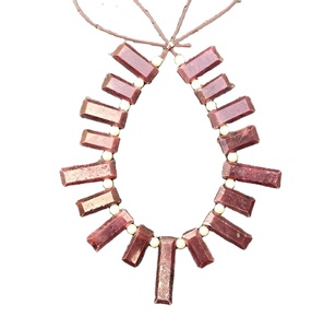 Piedras preciosas de rubí Natural, 17 piezas, facetadas, forma rectangular, cuentas de Briolette, fabricación de joyería de piedra de nacimiento de julio - Product Image 1