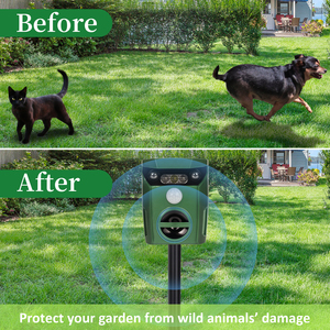 Materiale Repeller per animali a ultrasuoni solare con luci lampeggianti per spaventare i procioni cani e uccelli da cervo alimentati da batterie - Product Image 5