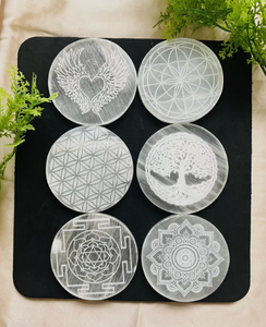 Placa de Carga de Chakra Redonda de Selenita Natural a Granel de la Mejor Calidad, Diseño de Regalo - Product Image 4