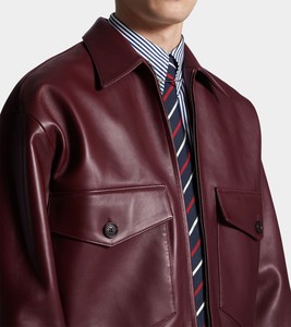 Veste en cuir vintage chic pour hommes et femmes avec fausse fourrure - Product Image 4