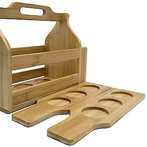 Nouveauté : Caddie en bois pour ranger les ustensiles, caddie 2 en 1 avec poignée en métal pour la décoration de table, porte-couverts finition naturelle - Product Image 6