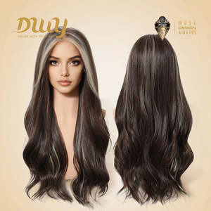Perruque longue ondulée brune DWY Free Part avec dentelle transparente - Product Image 2