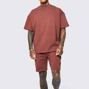 Conjuntos de pantalones cortos de precio barato lavados deportivos para hombre, ropa de calle transpirable para correr, Conjunto de camiseta lavada con ácido para hombre - Product Image 2