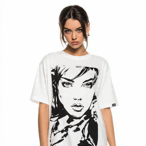 T-shirt pour femme en coton 100% et polyester, surdimensionné, ample, compressé, écologique, à séchage rapide, à épaules tombantes, pour l'été - Product Image 5