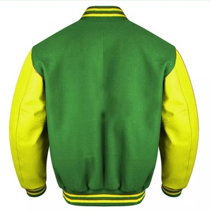 High Street vert laine 100% véritable cuir de vachette manches Varsity College Baseball Lettermen Bomber hiver veste Stand Make - Product Image 2