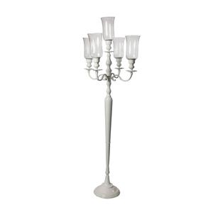 Candelabro de 5 brazos con parte superior de cristal, diseño de grabado, soporte de vela, mesa de boda, centro de mesa, soporte en relieve dorado, novedad - Product Image 5