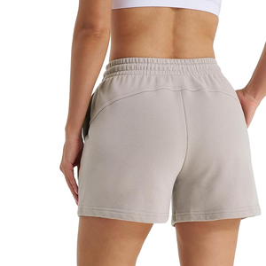 Short athlétique taille haute pour femme Coton de base Séchage rapide Respirant Techniques lavées Poche pratique pour les entraînements de course - Product Image 2