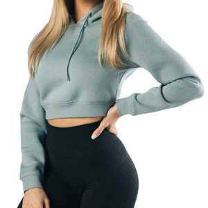 2025 dernière mode à manches longues haut court à capuche femmes personnaliser Logo imprimé sweats à capuche à vendre de haute qualité - Product Image 3