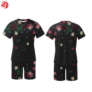 High Street <b>Men's</b> Casual Short Sleeve Breathable Printed Shorts Set O-Neck Design Autumn <b>Plus</b> <b>Size</b> Options Fashionable Summer - Product Image 4