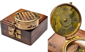 Boussole en laiton antique Boussole de poche en laiton avec boîte en bois Article cadeau par Calvin Handicraft - Product Image 4