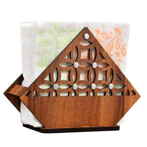 Triangular shaped wooden Napkin holder for Dining <b>Table</b> natural polish - Product Image 2