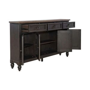 Gabinete de buffet de salón negro americano con 4 cajones y estante ajustable Gabinete de aparador de madera superior rústico de madera para sala de estar - Product Image 4
