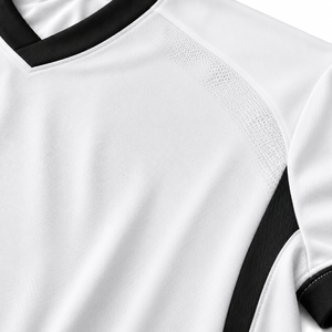 Conjunto de Camiseta de Fútbol con Cuello en V para Hombre, Blanco y Negro, Sublimada, Absorbente de Humedad, 100% Poliéster, Manga Corta, Corte Regular, Uniforme de Equipo para Adultos - Product Image 6