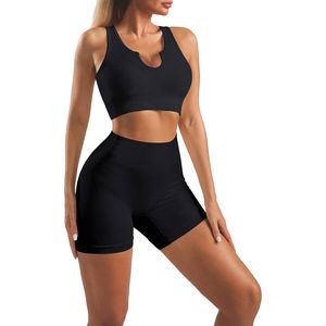 Nuevo conjunto de pantalones cortos y tops cortos de Fitness para mujer con estilo, pantalones cortos y tops de yoga que absorben la humedad para gimnasio, correr y ropa deportiva - Product Image 6