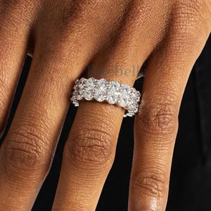 Venta caliente 14K chapado en oro blanco 925 plata esterlina doble anillo de tenis VVS diamante Moissanite anillo de mujer joyería de regalo - Product Image 1