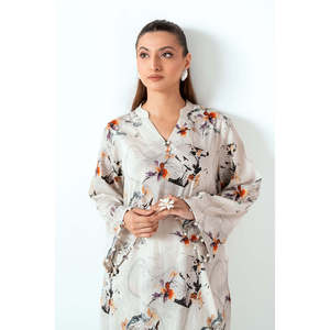 Ensemble coordonné pour femme, style bohème, beige, imprimé ondulé, XXS/XS/XL, tenue en crêpe deux pièces pour le printemps/été - Product Image 1