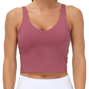 Sujetador deportivo de cintura alta de nailon y elastano de color liso, el más vendido, para fitness y ropa deportiva, el mejor personalizado. - Product Image 4