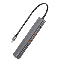 Câble de transfert de données haute vitesse Powerology 6-en-1 Slim 4K en alliage d'aluminium USB-C/RS232 Série 10 Gbit/s pour ordinateur iOS et batterie externe