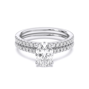 1.50Ct Anillo de Compromiso de Diamante Moissanite de Corte Redondo con Banda a Juego en Platino 950 para Ella, Anillo de Diamante de Moissanita de 1,50 Ct, 1 Ct, 1 Ct, 1 Ct, Ovalado EN EL Centro - Product Image 3