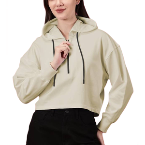 Crop Top Hoodie Anti-Arrugas Moda para mujer Crop Top Hoodies Warm Transpirable Trend Look Fit Drop Shoulder Hoodies para mujer - Product Image 6