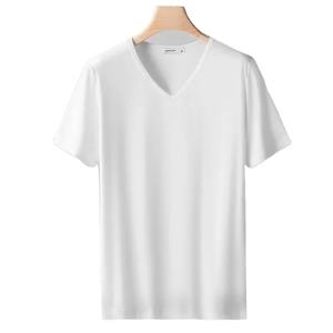 เสื้อยืดแขนสั้นผู้ชายปี 2026 ทรงหลวม ระบายอากาศได้ดี เสื้อยืดไซส์ใหญ่ เสื้อผ้าฤดูร้อน ผ้าบาง สีพื้น คอวี ชุดลำลองใส่ในบ้าน - Product Image 2