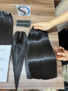 ชุดผมแท้เวียดนาม 2 ชุด สีดำธรรมชาติ เกรด 12A 100% สำหรับทรงผมผู้หญิงผิวสี - Product Image 2