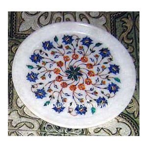 จานฝังหินอ่อนสีขาวสวยทรงกลมมีดีไซน์ดอกไม้ส่งออกคุณภาพดีใช้สำหรับตกแต่งห้องครัวและโรงแรม - Product Image 1