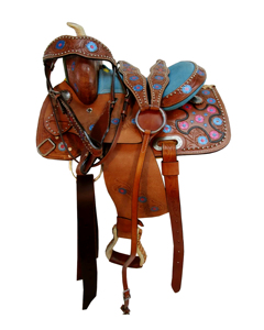 Selle de course de chevaux en cuir la plus vendue avec arbre en bois et plastique Selle de saut de dressage anglais solide et durable pour les bovins - Product Image 2