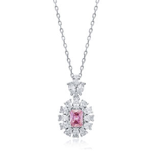 Rectangle Rose CZ Pierre Fleur Conception 925 Argent Charme Collier Turc Fabriqué À La Main En Gros Bijoux - Product Image 3